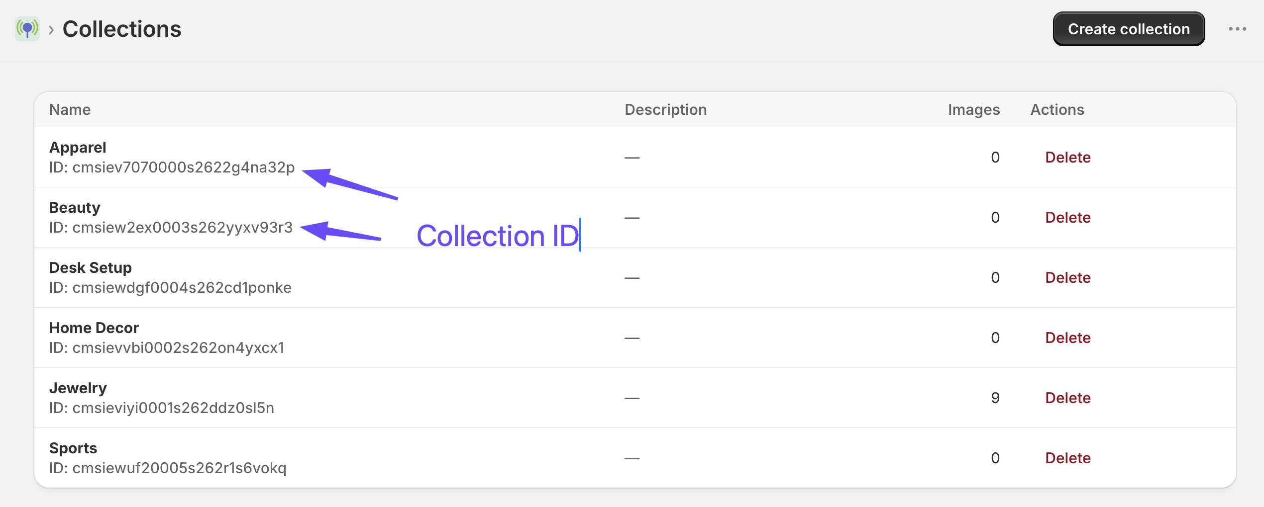 Manage Collections