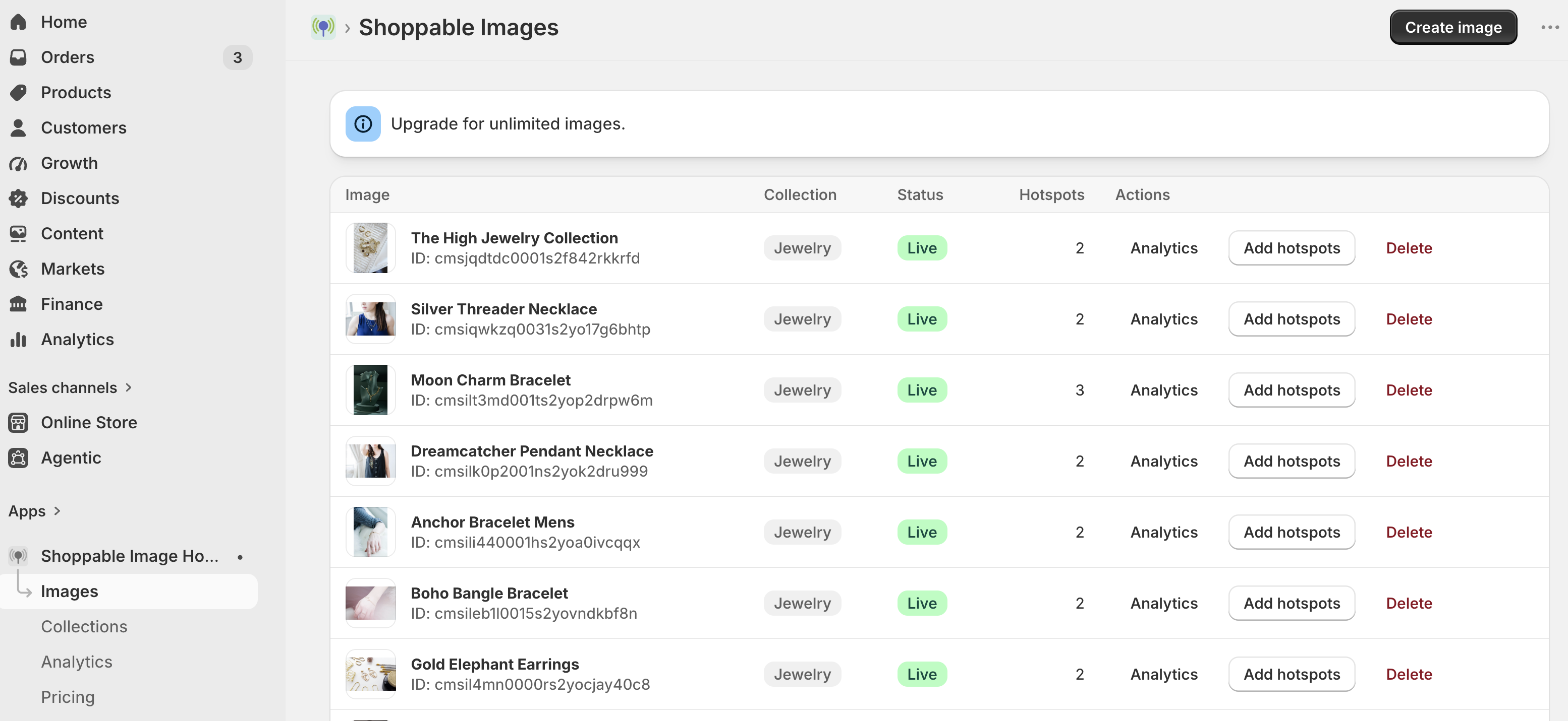 Manage Shoppable Images